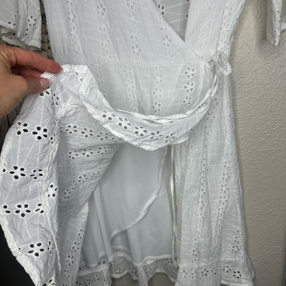Japna White Eyelet Wrap Dress - Picture 4 of 5